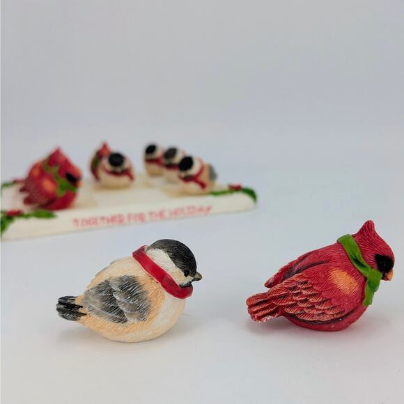 Holiday Birds Resin Tic-Tac-Toe Game Cardinals Chickadees Christmas Winter Fun - Picture 5 of 15